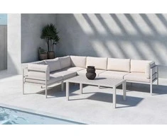 Venture Design Kampinė Sofa Komplektas Copacabana su Stalu Smėlio Spalvos Aliuminis Lauko Baldai