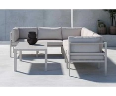Venture Design Kampinė Sofa Komplektas Copacabana su Stalu Smėlio Spalvos Aliuminis Lauko Baldai