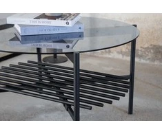 Venture Design Kavos stalas, Von Staf apvalus sofa stalas, 80x48 cm, Juodas