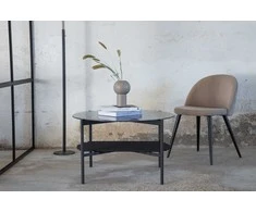 Venture Design Kavos stalas, Von Staf apvalus sofa stalas, 80x48 cm, Juodas