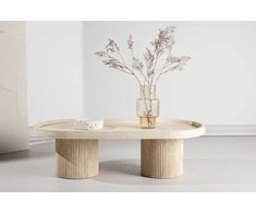 Venture Design Kavos staliukas Krille 120x60x35 cm Smėlio spalvos MDF