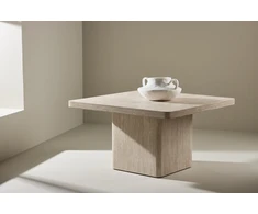 Venture Design Kavos staliukas Qvart 80x80x46 cm Smėlio spalvos MDF