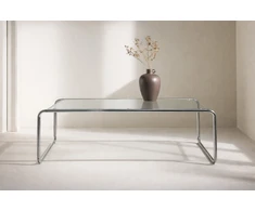 Venture Design Kavos staliukas Saturnus 120x60x37,5 cm Sidabro chromas Stiklas
