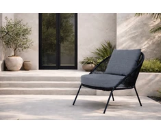 Venture Design Lounge kėdė Lindos 52x60 cm Juoda poliesterio virvė