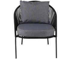 Venture Design Lounge kėdė Lindos 52x60 cm Juoda poliesterio virvė