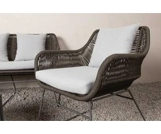 Venture Design Poilsio komplektas, Davao, Sofa: 73x133x73 cm, Stalas: 70x40 cm, Kėdė: 73x70x73 cm, Tamsiai pilka