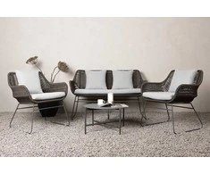 Venture Design Poilsio komplektas, Davao, Sofa: 73x133x73 cm, Stalas: 70x40 cm, Kėdė: 73x70x73 cm, Tamsiai pilka