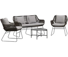 Venture Design Poilsio komplektas, Davao, Sofa: 73x133x73 cm, Stalas: 70x40 cm, Kėdė: 73x70x73 cm, Tamsiai pilka