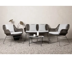 Venture Design Poilsio komplektas, Davao, Sofa: 73x133x73 cm, Stalas: 70x40 cm, Kėdė: 73x70x73 cm, Tamsiai pilka
