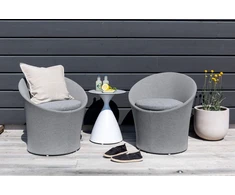 Venture Design Poilsio komplektas, Spoga, Stalas: ⌀40 Kėdė: D:58 A:73 P:67 Sofa: D:58 A:73 P:67, Pilka