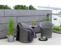 Venture Design Poilsio komplektas, Spoga, Stalas: ⌀40 cm Kėdė: D:58 A:73 P:67 cm Sofa: D:58 A:73 P:67 cm, Pilka