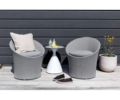Venture Design Poilsio komplektas, Spoga, Stalas: ⌀40 Kėdė: D:58 A:73 P:67 Sofa: D:58 A:73 P:67, Pilka