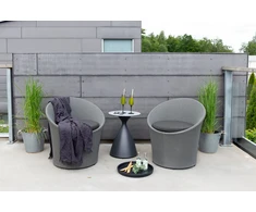 Venture Design Poilsio komplektas, Spoga, Stalas: ⌀40 cm Kėdė: D:58 A:73 P:67 cm Sofa: D:58 A:73 P:67 cm, Pilka