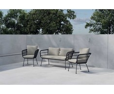 Venture Design Poilsio sofos komplektas Isola juodas rotangas