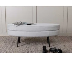Venture Home Otomanė Otto, juoda/pilka, 100x40x41cm, kordinis velvetas