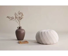 Venture Design Apvalus pufas „Ted“, 45 cm, kreminės spalvos