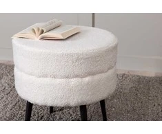 Venture Design Sėdynės Pufas, Puodas Pouf Balta Teddy, 40x40 cm, Balta