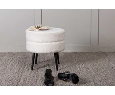 Venture Design Sėdynės Pufas, Puodas Pouf Balta Teddy, 40x40 cm, Balta