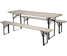 Lauko baldų komplektas Venture Design Skaitmeninis stalas + Suoliukai, Guniess, 200x60 cm, Juoda
