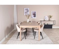 Venture Design Slenkantis išplėtimo stalas, aukštos kokybės valgomasis kėdė, 75x170x95 cm, baltas atspalvis ir beždžionės.