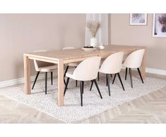 Venture Design Slenkantis išplėtimo stalas, aukštos kokybės valgomasis kėdė, 75x170x95 cm, baltas atspalvis ir beždžionės.