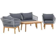 Venture Design Sodo baldų komplektas Chania, kėdė, sofa ir stalas pilkas
