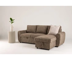 Venture Design sofa-lova Teo, kairiąja gulimąja dalimi, ruda