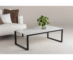 Venture Design Sofa staliukas Estelle 120x60x36 cm, juodas su balto marmuro imitacija