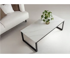 Venture Design Sofa staliukas Estelle 120x60x36 cm, juodas su balto marmuro imitacija