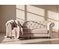 Venture Design Sofa Velvet, 3 vietų, bėžinė/juoda, poliesterinis aksomas