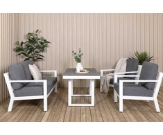 Venture Design Sofos grupė, Barselona, Stalas: 140x75 cm, Kėdė: 84x77 cm, Sofa: 159x55 cm, Balta