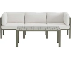 Venture Design Sofos komplektas 2 vietų sofa ir fotelis su staliuku ruda balta