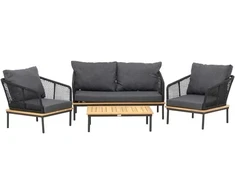 Venture Design Sodo baldų komplektas, Andora, stalas, kėdė ir sofa, juoda
