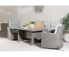 Venture Design Sofos komplektas, Brentwood, Stalas: 72x145x85 cm Kėdė: 73x89x75 cm Sofa: 73x89x186 cm, Pilka