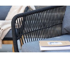Venture Design Sofos komplektas, Chania, Stalas: 45x110x60 cm Kėdė: 75x76x75 cm Sofa: 75x76x164 cm, Juoda