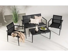 Venture Design Sofos komplektas, kėdė: 81x65 cm, sofa: 81x105 cm, stalas: 43x90 cm, juodas