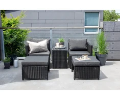 Venture Design Sofos komplektas, keturi, Kėdė: 64x66 cm, Sofa: 64x65.5 cm, Stalas: 51x63 cm, Juodas