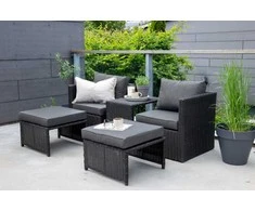 Venture Design Sofos komplektas, keturi, Kėdė: 64x66 cm, Sofa: 64x65.5 cm, Stalas: 51x63 cm, Juodas