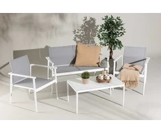 Venture Design Sofos komplektas, stalas: 45x90x60 cm Kėdė: 63x81x59 cm Sofa: 63x81x135 cm, Balta/Pilka