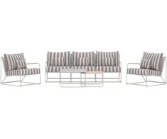 Venture Design Sofų komplektas Palazzo smėlio ir baltos spalvos juostelės