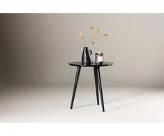 Venture Design Šoninis stalas, Askim, ⌀48 cm, Juodas
