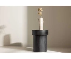 Venture Design Šoninis stalas, Malung, ⌀35 cm, Juodas