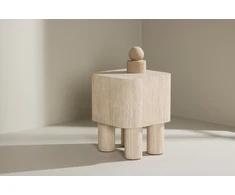 Venture Design Šoninis staliukas Klirou 40x40x50 cm Smėlio spalvos MDF