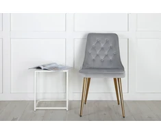 Venture Design Valgomasis kėdė, aksominis prabangus modelis, 66x50x88.5 cm, pilka