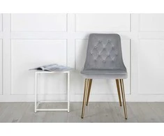 Venture Design Valgomasis kėdė, aksominis prabangus modelis, 66x50x88.5 cm, pilka