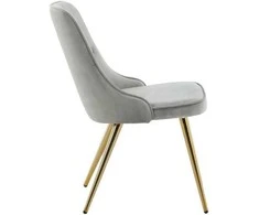 Venture Design Valgomasis kėdė, aksominis prabangus modelis, 66x50x88.5 cm, pilka