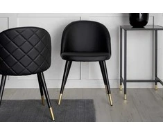 Venture Home Valgomojo kėdės Velvet, 2vnt., juodos, odos imitacijos