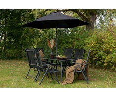 Lauko baldų komplektas Venture Design Valgomasis komplektas, Brekki, Stalas: 73x150x90 cm Kėdė: 62x108x55 cm, Juoda