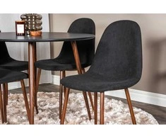 Venture Design Valgomasis komplektas, Plaza apvalus stalas su Polar kėdėmis, ⌀100 cm ir 53x87x44 cm, Juoda ir Riešutmedis