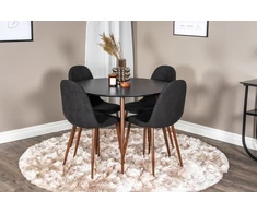 Venture Design Valgomasis komplektas, Plaza apvalus stalas su Polar kėdėmis, ⌀100 cm ir 53x87x44 cm, Juoda ir Riešutmedis